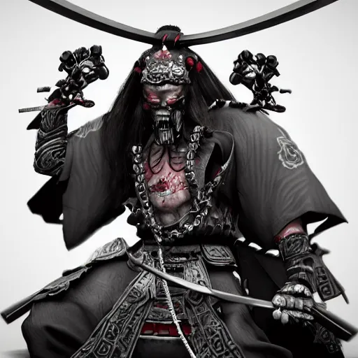 Prompt: Samurai chains ink undead, artstation, cgstudio