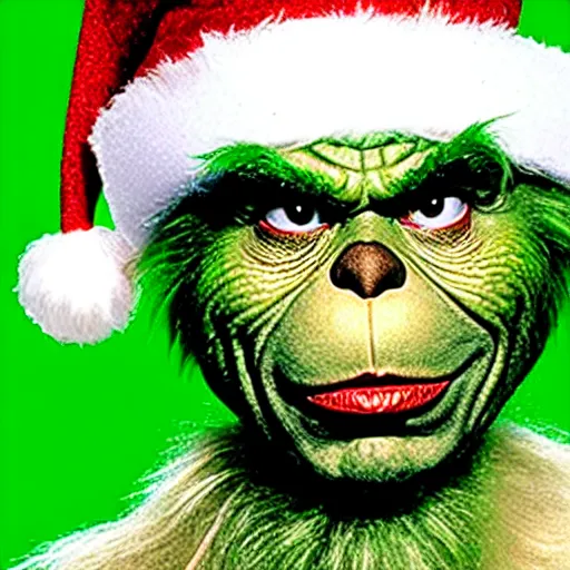 Prompt: a photography of billy bob Thornton disguised as the Grinch.