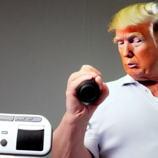 Image similar to donald trump playing nintendo wii