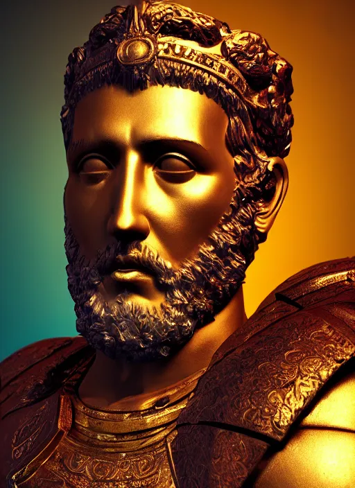 Prompt: roman emperor, mystical colors, rim light, beautiful lighting, 8 k, stunning scene, raytracing, octane render, trending on artstation