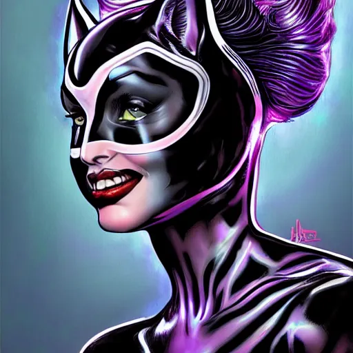 Prompt: the catwoman dc, hyper detailed masterpiece, digital art painting, surrealisme aesthetic,