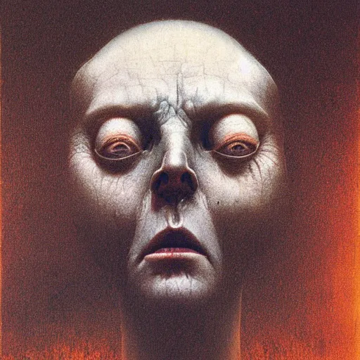 Image similar to selfie made by zdzislaw beksinski