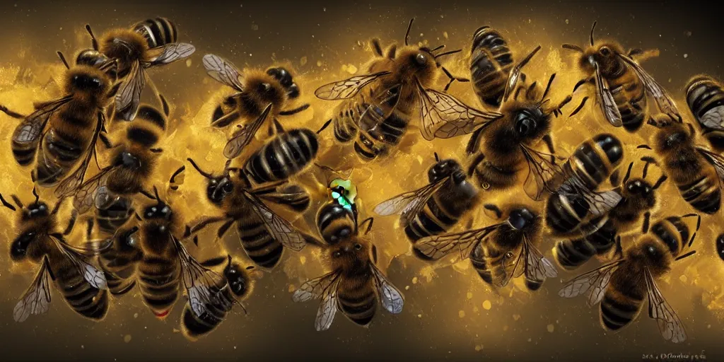 Prompt: Bees with facial expression digital art trending on artstation
