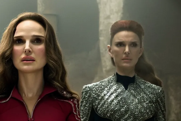 Image similar to film still of Natalie Portman as Wanda Maximoff Scarlett Witch in Multiverse of Madness