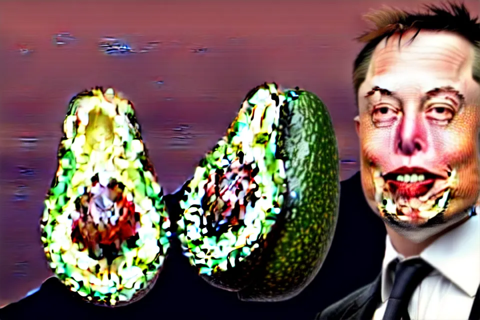 Image similar to bizarre elon musk as an avocado