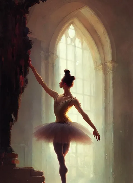 Image similar to giesha prima ballerina by bayard wu, anna podedworna, gaston bussiere, greg rutkowski