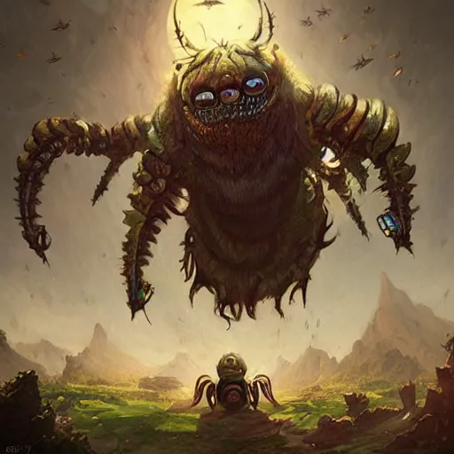 Image similar to mashup of 🐝🪱🐛🦋🐌, mashup monster artwork, epic fantasy style art, by Greg Rutkowski, hearthstone art style, monster artwork