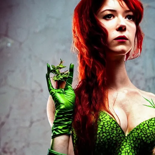 Image similar to mary elizabeth winstead as poison ivy, dc, movie, photography, portrait, beautiful,