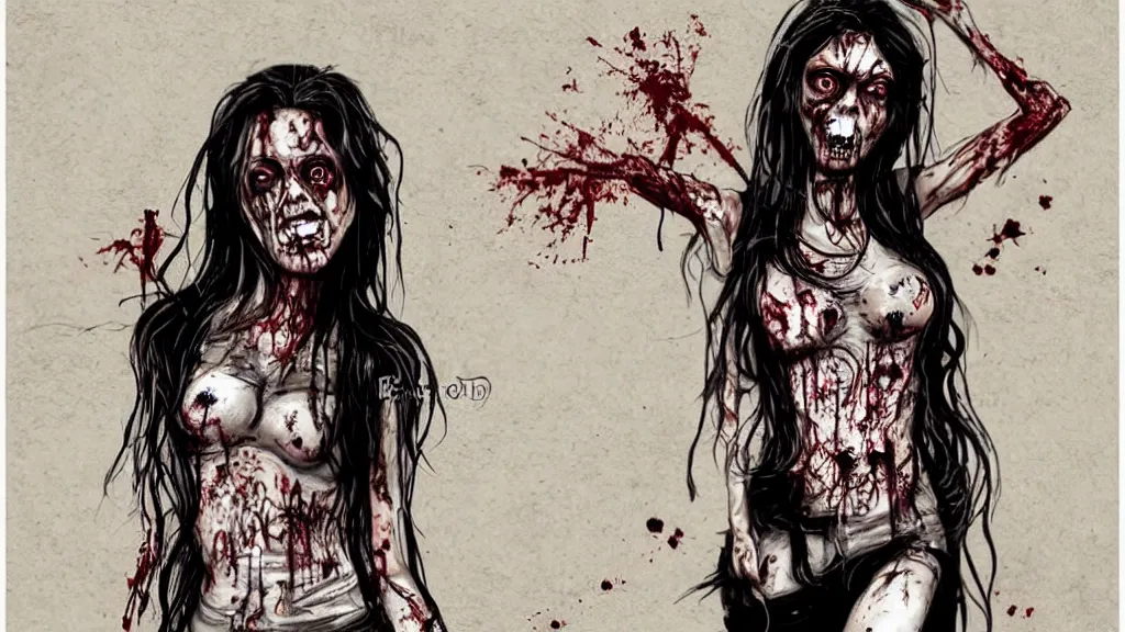 Image similar to beautiful zombie girl in the style of Peter Driben