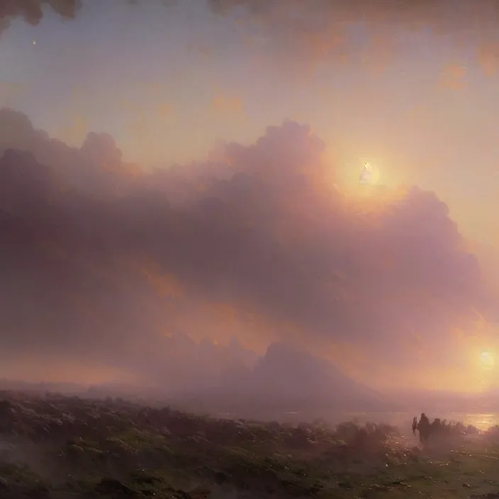 Prompt: a beautiful oil painting of a wasteland by ivan aivazovsky and greg rutkowski and james gurney and frank lloyd and sung choi, in style of impressionnisme. hyper detailed, sharp focus, soft light. unreal engine 5 lumen. ray tracing. trending on artstation. oil on canvas