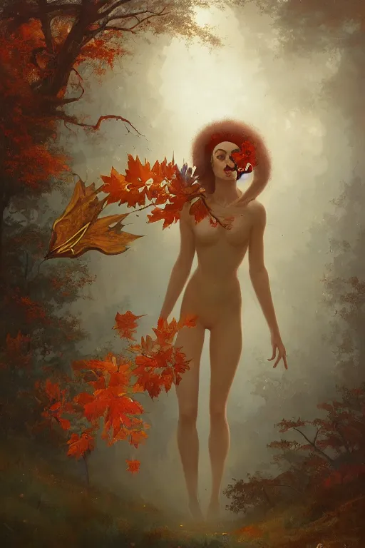 Image similar to a portrait tableau of the prince of autumn, by peter mohrbacher and thomas cooper gotch