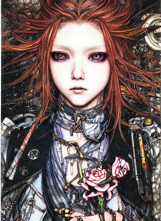 Prompt: a portrait of a pretty sewer punk young lady by ayami kojima #