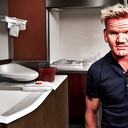 Image similar to Gordon Ramsay eating out of the toilet