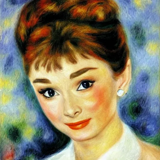 Image similar to audrey hepburn art by renoir.