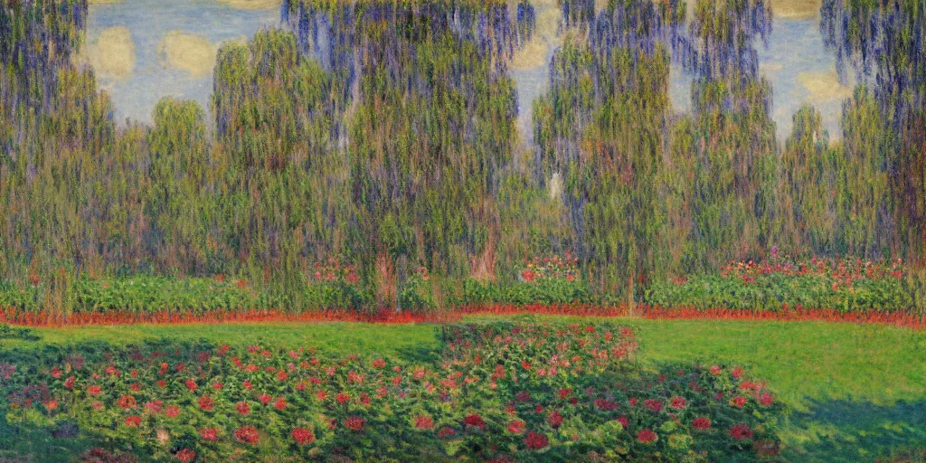 Prompt: gardens of babylon painted by claude monet