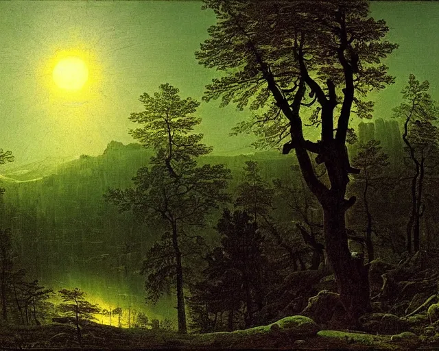 Prompt: forest landscape in the moonlight by georg eduard otto, caspar david friedrich, sebastian pether, giovanni grubacs, detailed