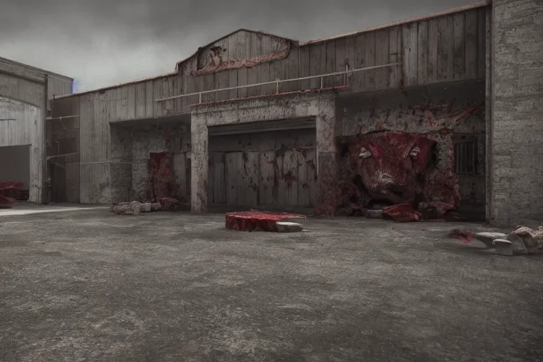 Image similar to a still of slaughterhouse for human meat, award - winning, photograph, 3 d render, unreal engine, 4 k detailed