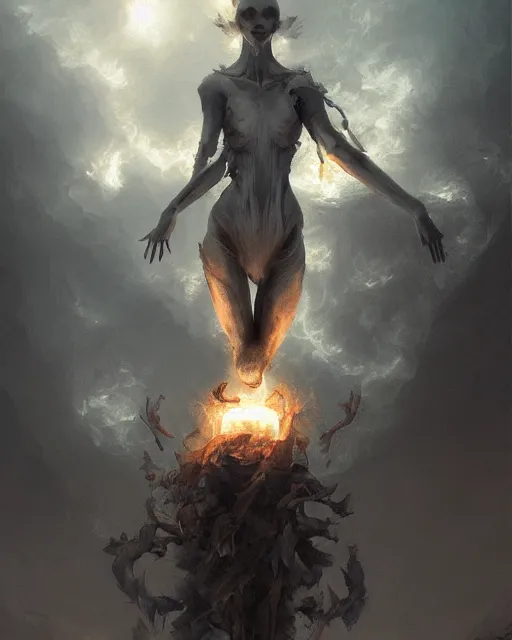 Prompt: ghostly vertical skeletal figures wreathed in dark smoke, scenic full shot, ambient lighting, detailed face, by goya, stanley artgerm lau, wlop, rossdraws