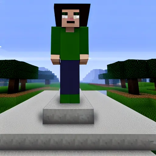 Image similar to a screenshot of minecraft. statue of barack obama. built out of obsidian.