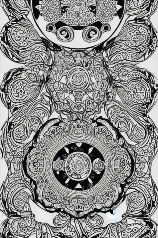 Image similar to beautiful frog, ornamental, fractal, mandala, ink draw, vector art