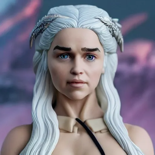 Image similar to daenerys targaryen as a vinyl action figure with no joint articulation, by Hasbro, product photo