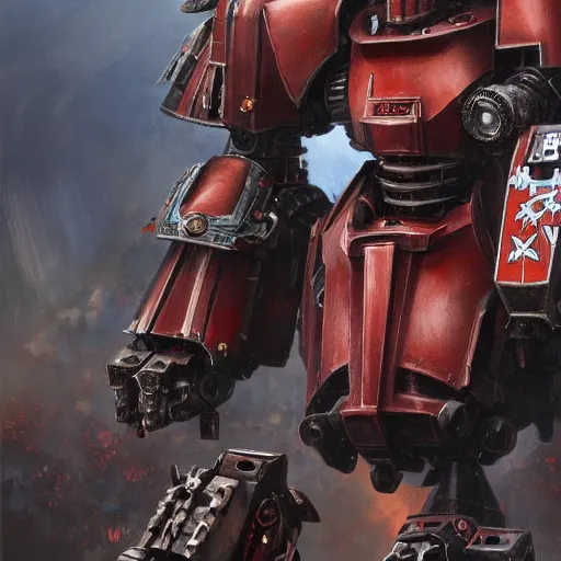 Prompt: Imperial Knight as a Mech, warhammer 40k, closeup character portrait art by Donato Giancola, Craig Mullins, digital art, trending on artstation