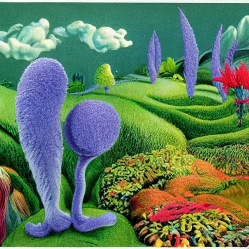 Prompt: ! dream a beautiful landscape with incredible flora by dr. seuss