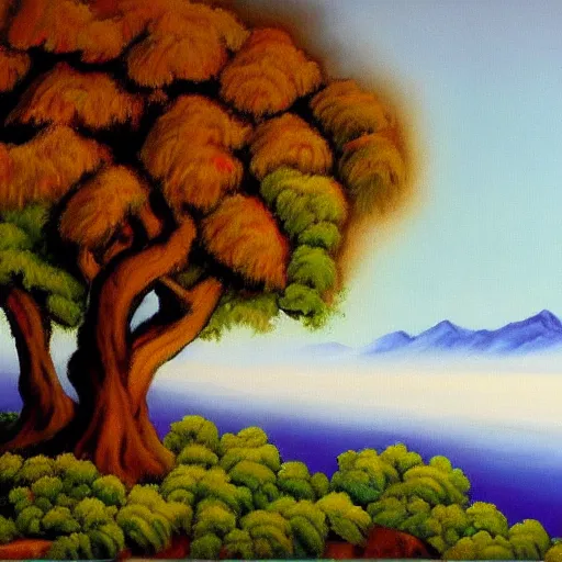 Image similar to ' a world at peace'- a painting by bob ross