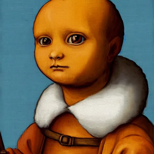 Image similar to a renaissance style portrait painting of Charmander