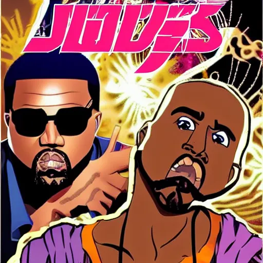 Image similar to kanye west on a cover of jojo's bizzares adventure manga