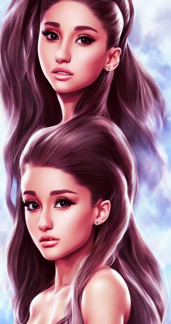 Image similar to Portrait of beautiful Ariana Grande, detailed facial features, full body, elegant, by artgerm, artstation