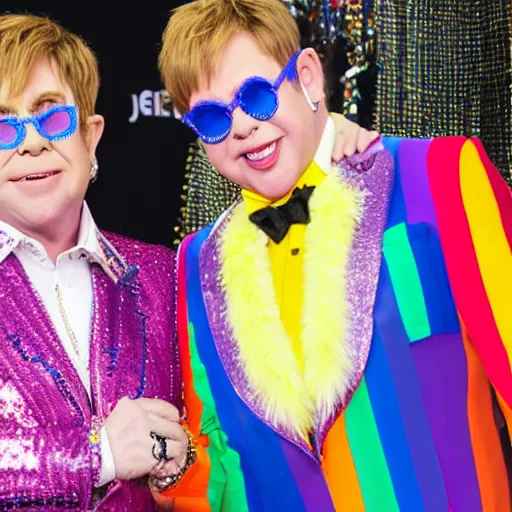 Prompt: gay puting kissing elton john