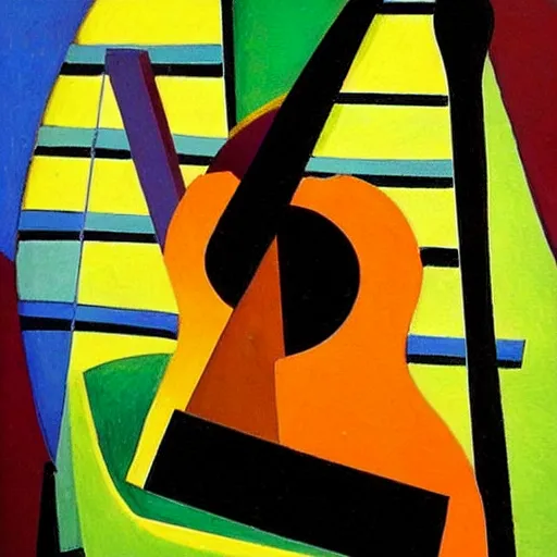 Image similar to piano guitar music notes key, bright colors, warm, in the style of marius borgeaud