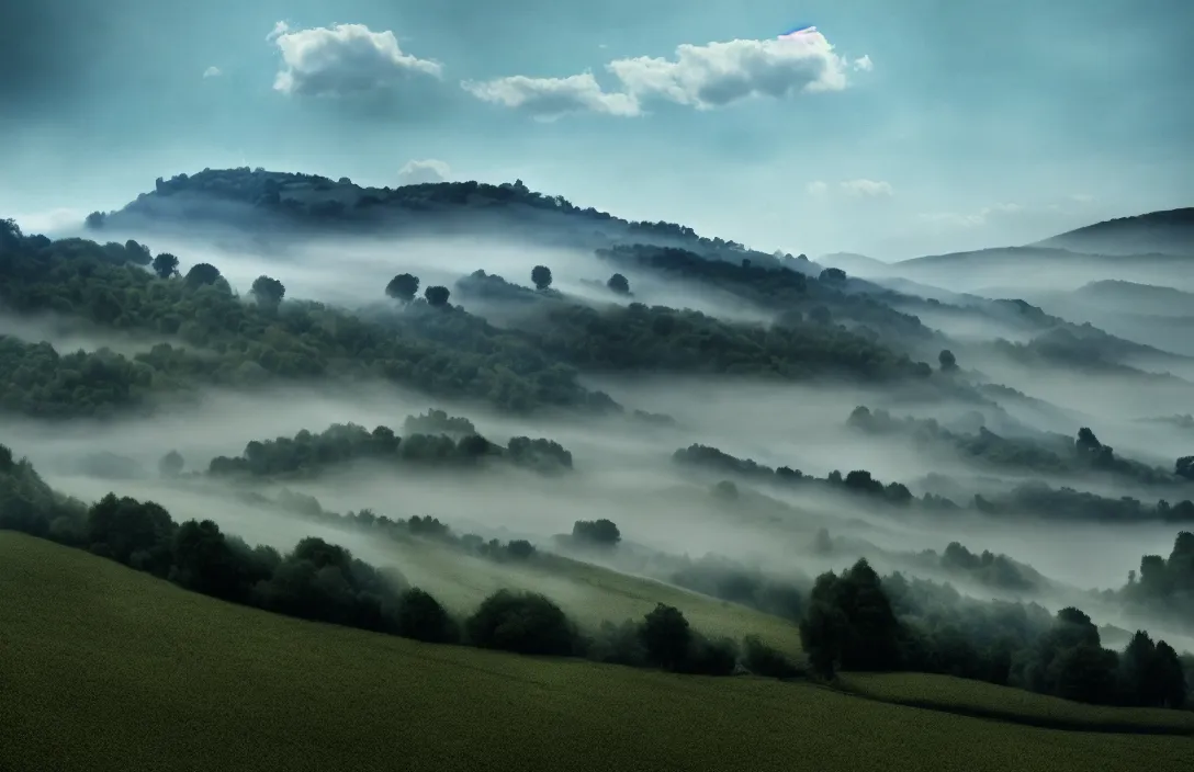 Image similar to umbrian hills dissolving into mist under a limpid blue sky result is a sophisticated interplay between warm, cool, light and dark colors. rockery intact flawless ambrotype from 4 k criterion collection remastered cinematography gory horror film, ominous lighting, evil theme wow photo realistic postprocessing by jan urschel directed by kurosawa