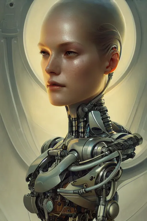 Image similar to beautiful crying! female mechanical android!, half portrait, intricate detailed environment, photorealistic!, intricate, elegant, highly detailed, digital painting, artstation, concept art, smooth, sharp focus, illustration, art by artgerm and greg rutkowski and alphonse mucha