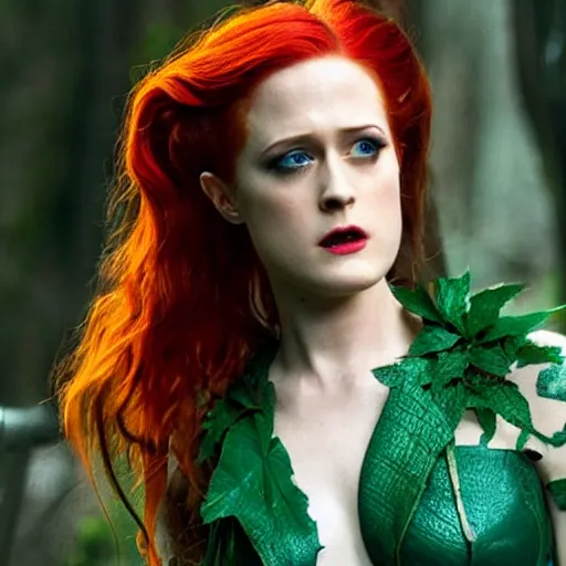 Prompt: 4 k award - winning still of evan rachel wood as poison ivy