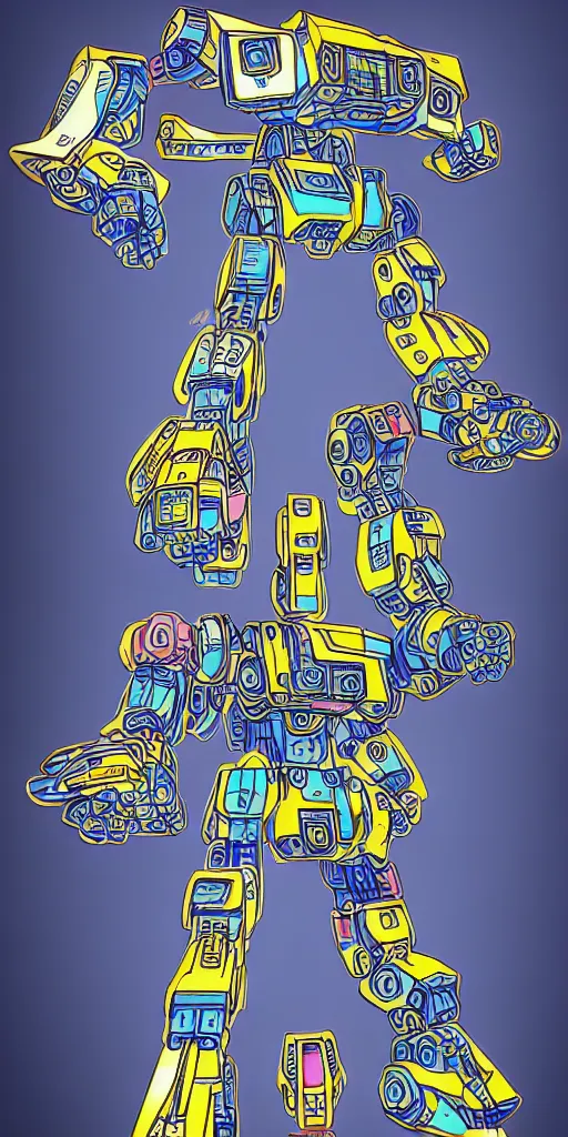 Image similar to blueprint of a colorful battletech mecha, technical draw, concept art, extreme detail, 3 5 mm, colorful, phone wallpaper