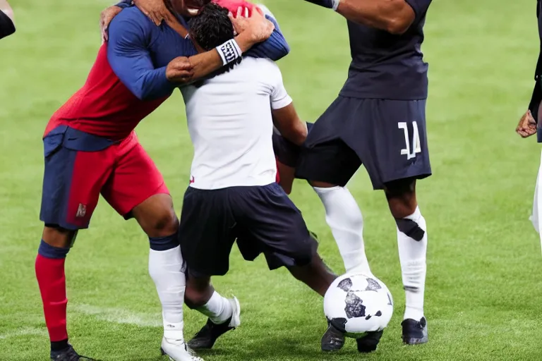 Prompt: darren watkins jr hugging cristiano ronaldo