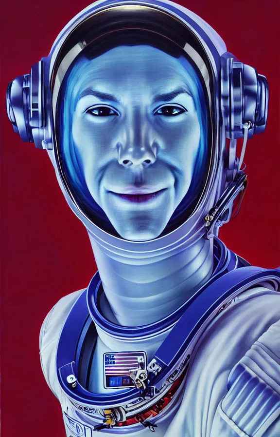Prompt: portrait of an astronaut in the style of hajime sorayama