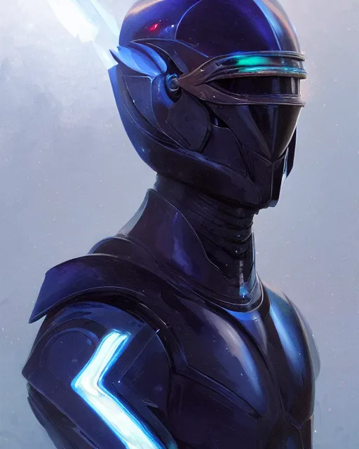 Image similar to character concept of iridescent sinewy smooth toned muscular male sleek glossy indigo black pearlescent scifi armor with continuous smooth black featureless helmet, by greg rutkowski, mark brookes, jim burns, tom bagshaw, magali villeneuve, trending on artstation