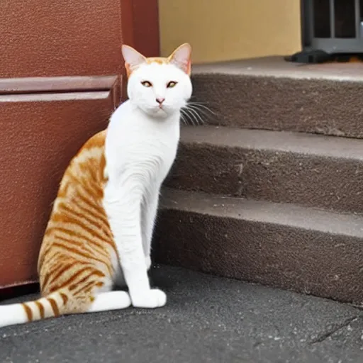 Image similar to Photo of an upright house cat with an AR15