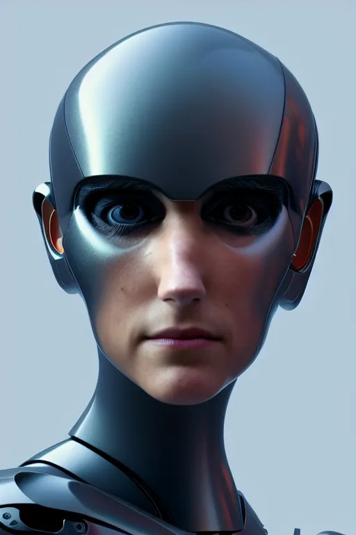 Image similar to headshot of humanoid robot from ex machina, by jean - baptiste monge, octane render, 4 k