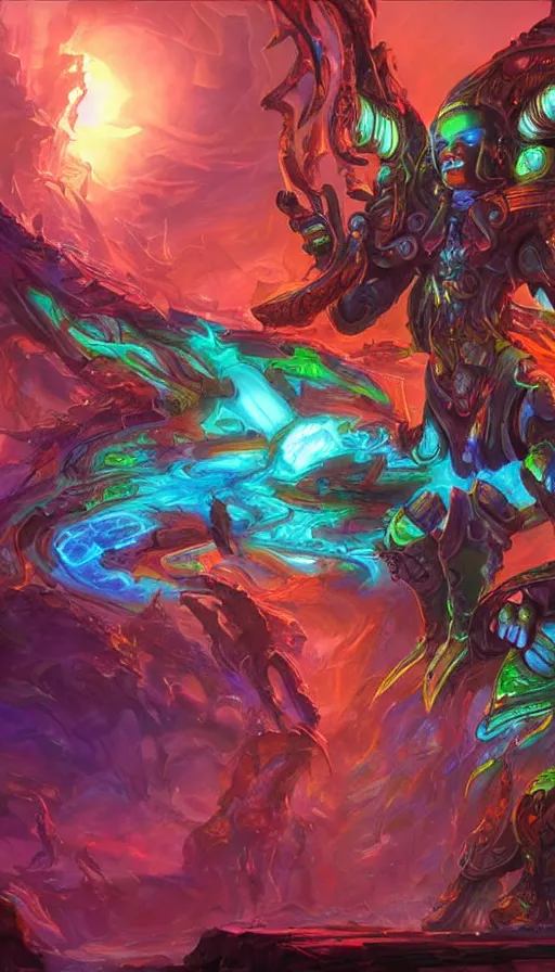 Prompt: psytrance artwork, by blizzard concept artists