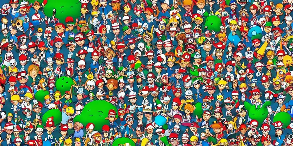 Prompt: find Waldo in a Pokémon city