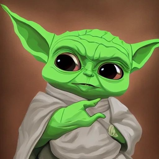 Image similar to baby yoda in style of arcane lol