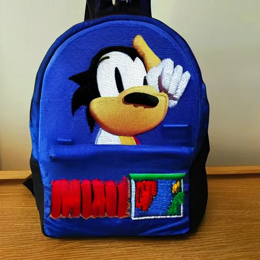 Image similar to a backpack embroidery obama sonic the hedgehog super Mario