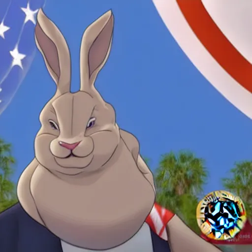 Prompt: hyper realistic big Chungus as the president of the United States of America. Award winning photography