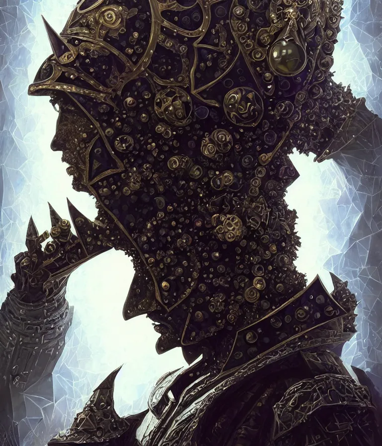 Image similar to front!!! shot of a court jester!!! character, mesmerizing fractal hypercubes, obsidian, dark holography!!!, future, metallic galactic, crystalline edges, polygonal, elegant, highly detailed, centered, (((artstation, concept art, jagged, sharp focus, artgerm, Tomasz Alen Kopera, Peter Mohrbacher, donato giancola, Joseph Christian Leyendecker, WLOP, Boris Vallejo))), ((raytracing)), mugshot!!!!!, ugly!!!!!!, octane render, nvidia raytracing demo, octane render, nvidia raytracing demo, octane render, nvidia raytracing demo, 8K