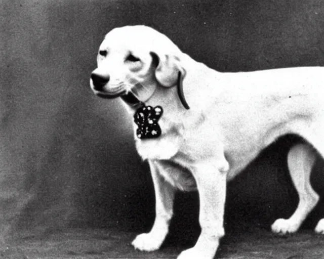 Prompt: a photo of canine karl marx ( karl barx ) as a dog, barking about the failures of capitalism and how the fat cats are creating a rat race of exploitation. how does one write a manifesto with those paws though?