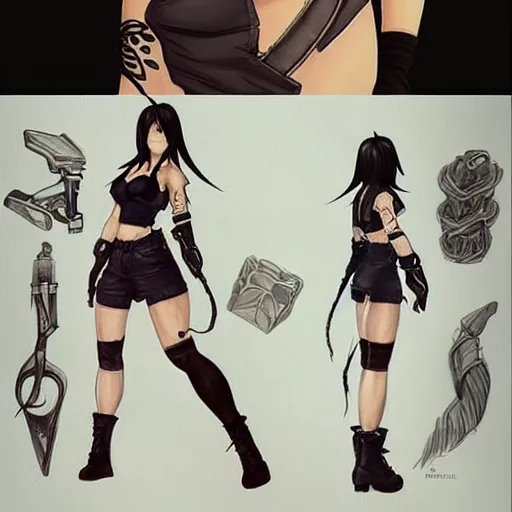 Image similar to concept art of tifa lockhart with tattoos, trending on artstation